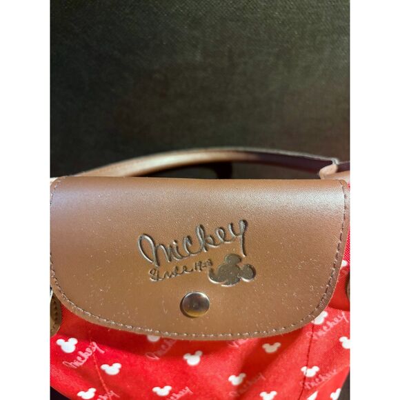 Disney Mickey Mouse Red Mini Tote Bag – Brown Faux Leather Handle – Cute Pattern - Picture 2 of 4